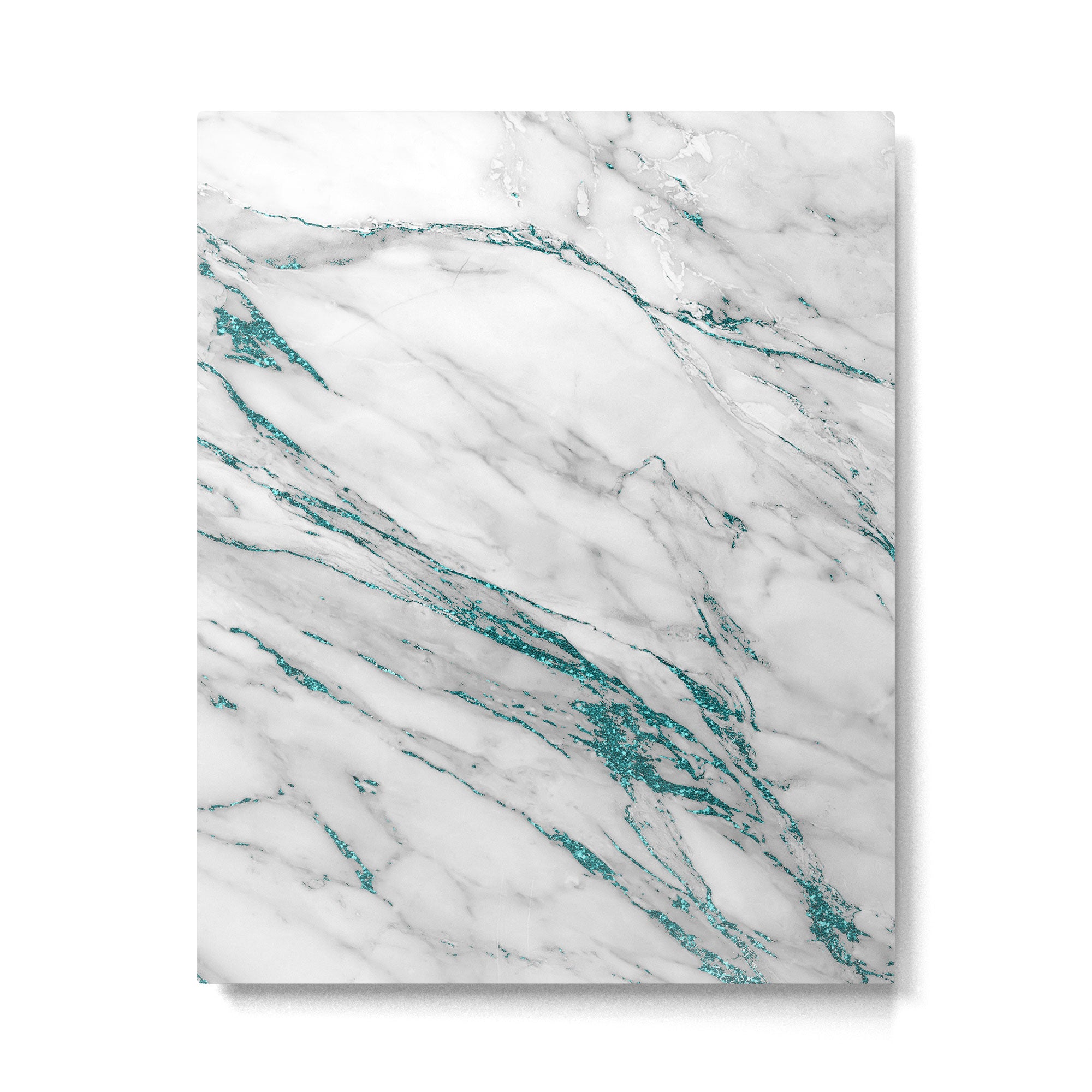 Gray Marble Aqua Teal Metallic Glitter Foil Style Metal Print Gallery Image 6
