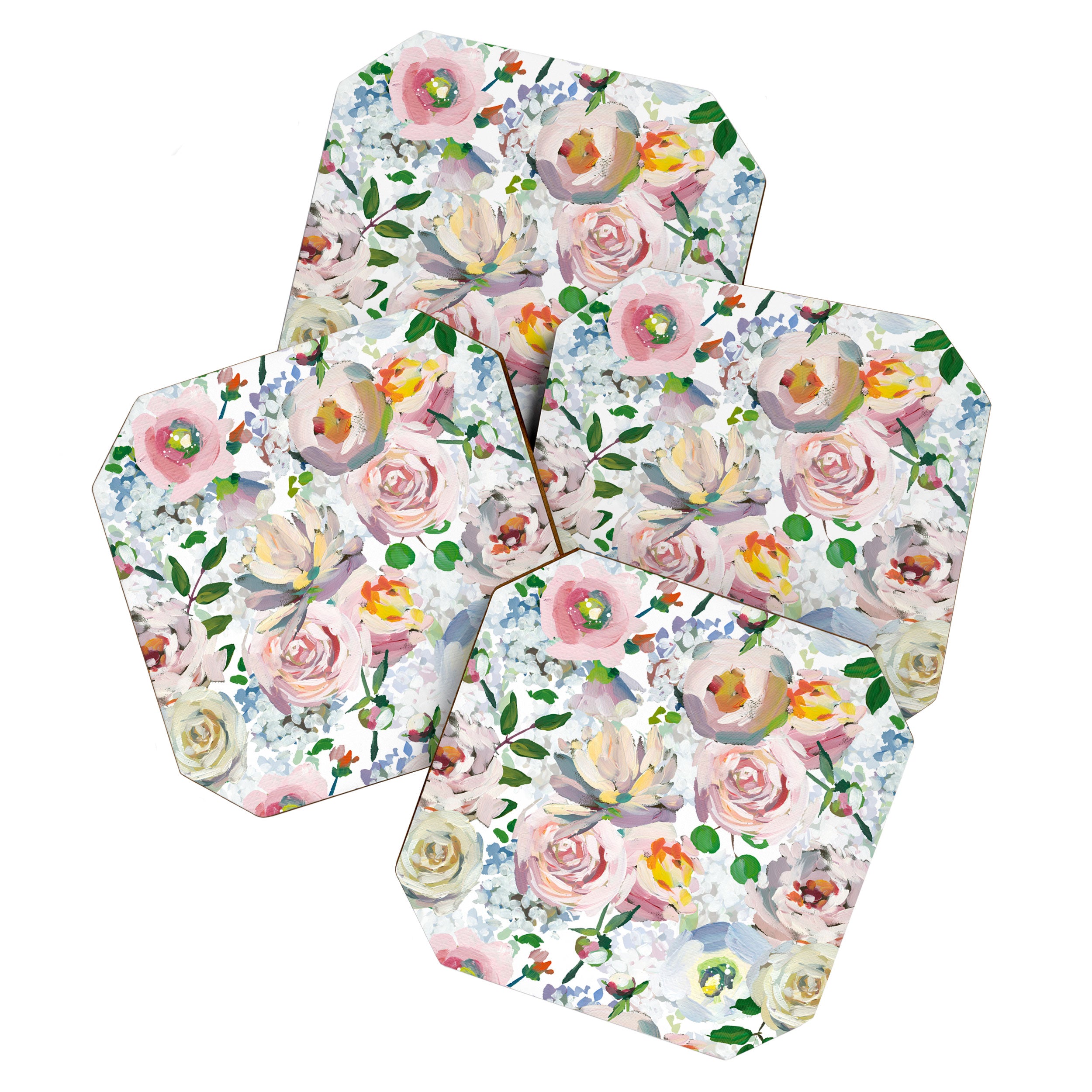 Hand Drawn Vintage Spring Claude Monet Botanical Flower Garden Coaster Gallery Image 1