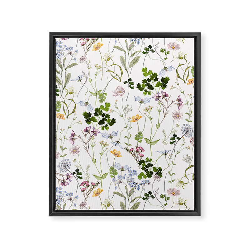Hand Painted Watercolor Springflowers And Herbs Meadow  Framed Canvas Print Gallery Image 8