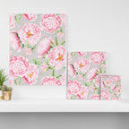 Hygge Blush Pink Peonies Pattern On Gray Canvas Print Gallery Image 3