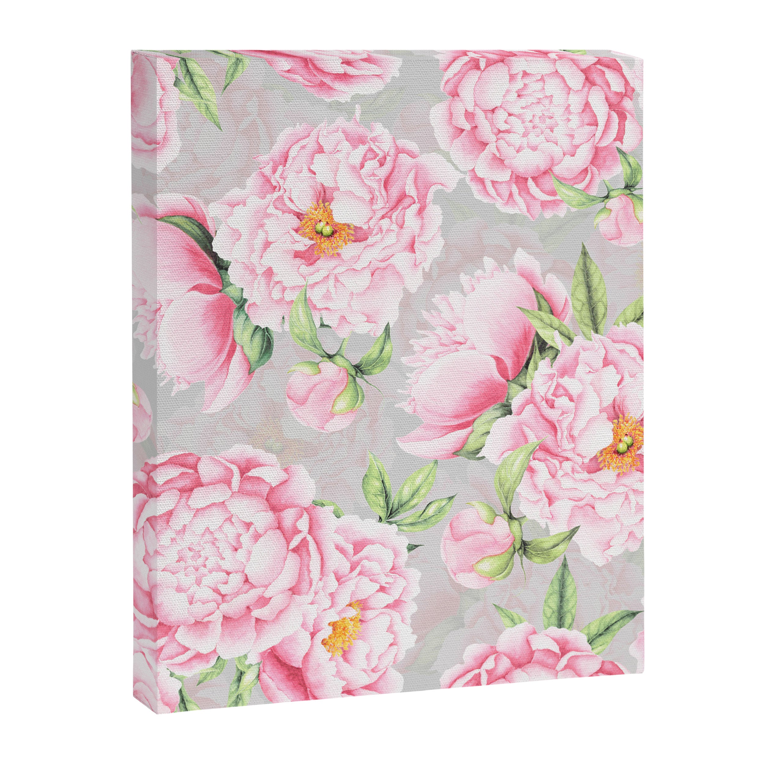 Hygge Blush Pink Peonies Pattern On Gray Canvas Print Gallery Image 8