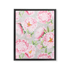 Hygge Blush Pink Peonies Pattern On Gray Framed Canvas Print Gallery Image 8