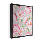 Hygge Blush Pink Peonies Pattern On Gray Framed Canvas Print Gallery Image 2