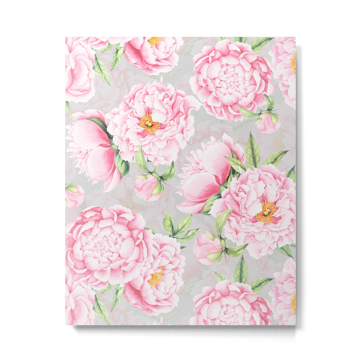 Hygge Blush Pink Peonies Pattern On Gray Metal Print Gallery Image 6