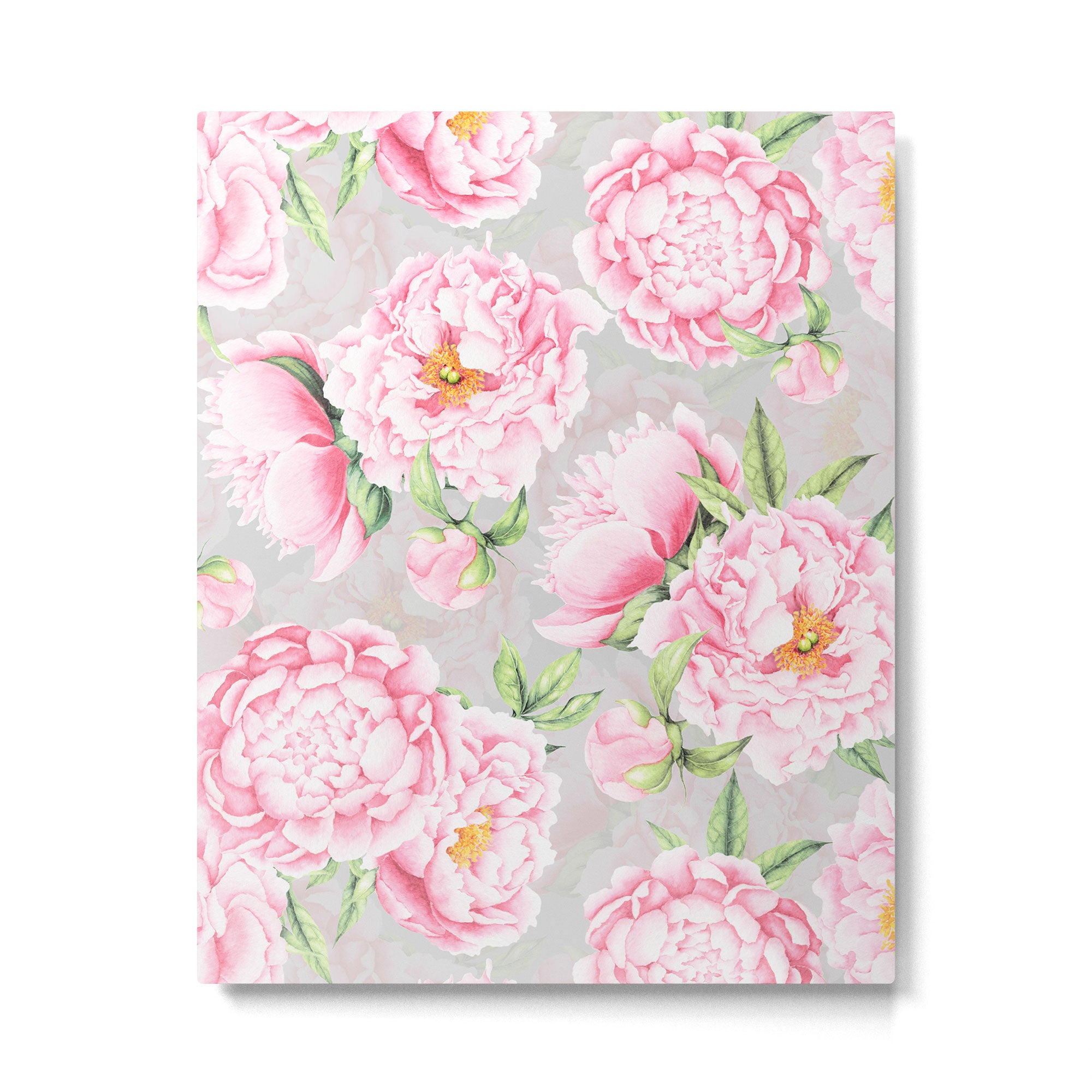 Hygge Blush Pink Peonies Pattern On Gray Metal Print Gallery Image 6
