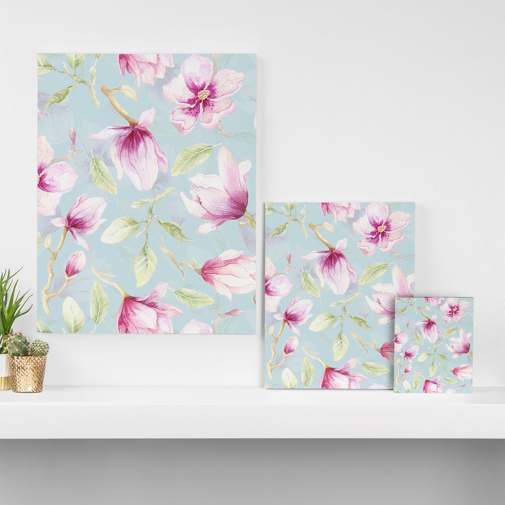 Hygge Hand Painted Watercolor Magnolia Blossoms Canvas Print Gallery Image 3