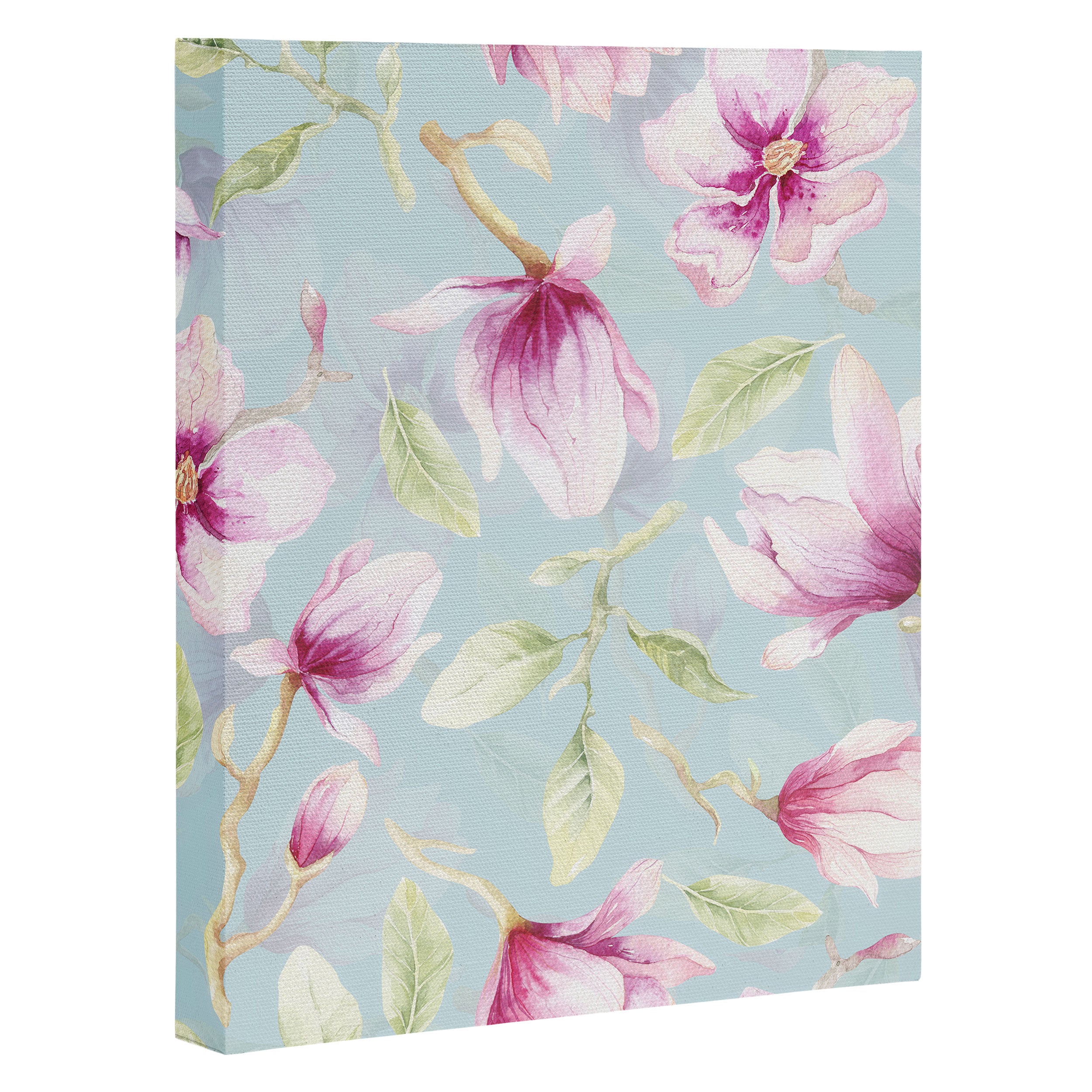 Hygge Hand Painted Watercolor Magnolia Blossoms Canvas Print Gallery Image 3