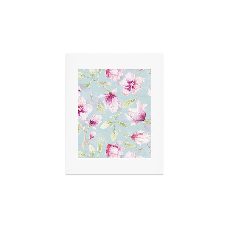 Hygge Hand Painted Watercolor Magnolia Blossoms Art Print Gallery Image 1