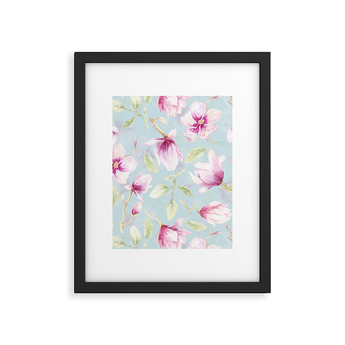 Hygge Hand Painted Watercolor Magnolia Blossoms Framed Art Print Gallery Image 1
