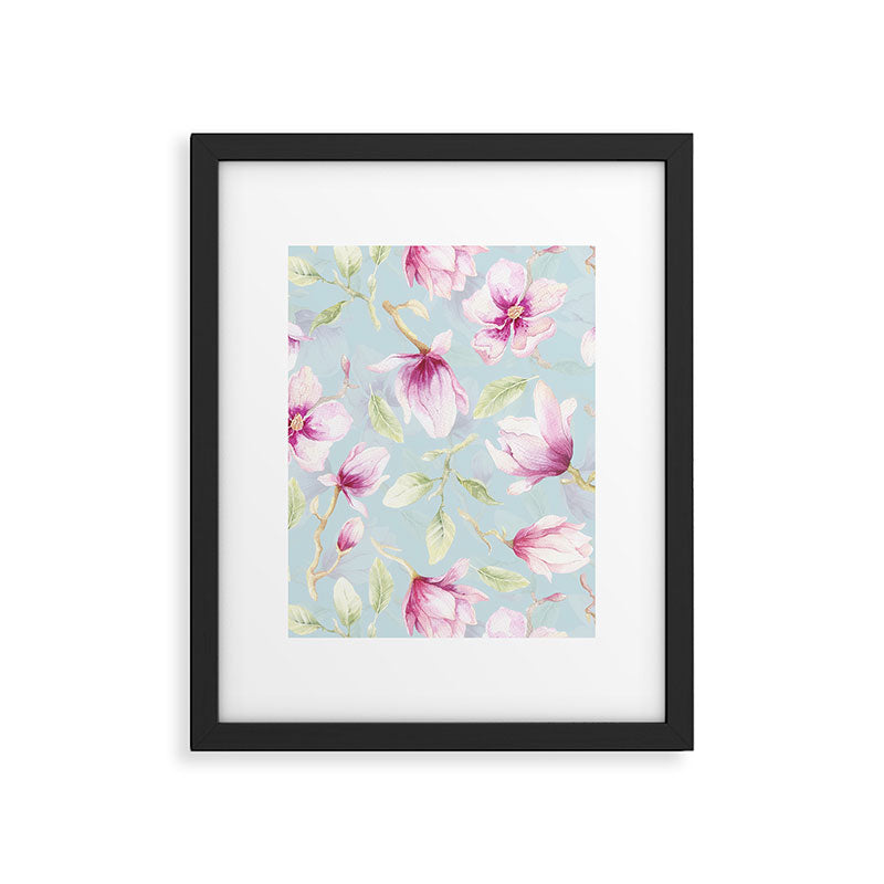 Hygge Hand Painted Watercolor Magnolia Blossoms Framed Art Print Gallery Image 4