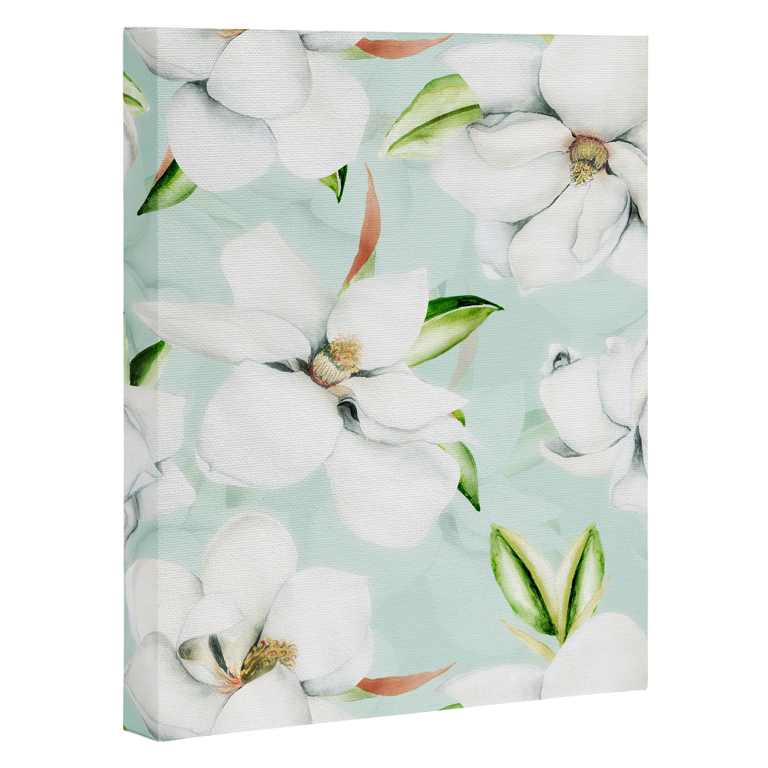 Hygge Magnolia Watercolor Pastel Flowers Canvas Print Gallery Image 3