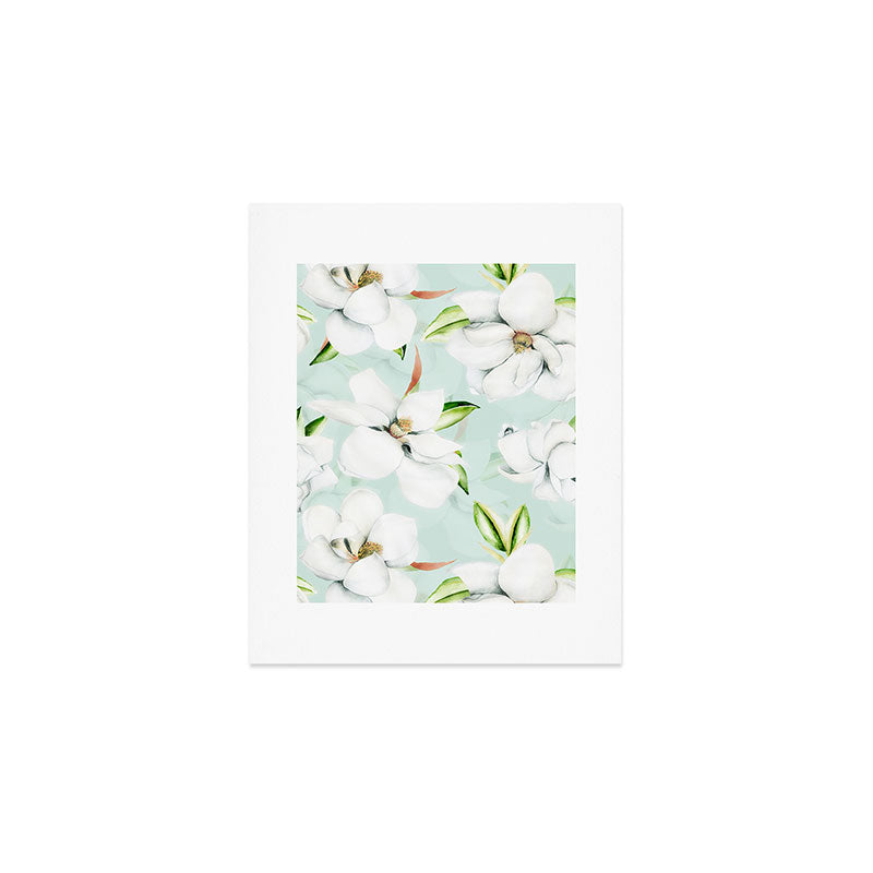 Hygge Magnolia Watercolor Pastel Flowers Art Print Gallery Image 1