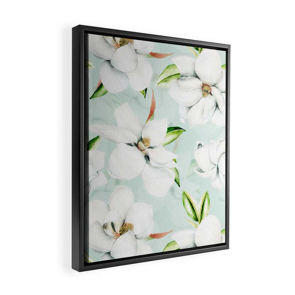 Hygge Magnolia Watercolor Pastel Flowers Framed Canvas Print Gallery Image 2