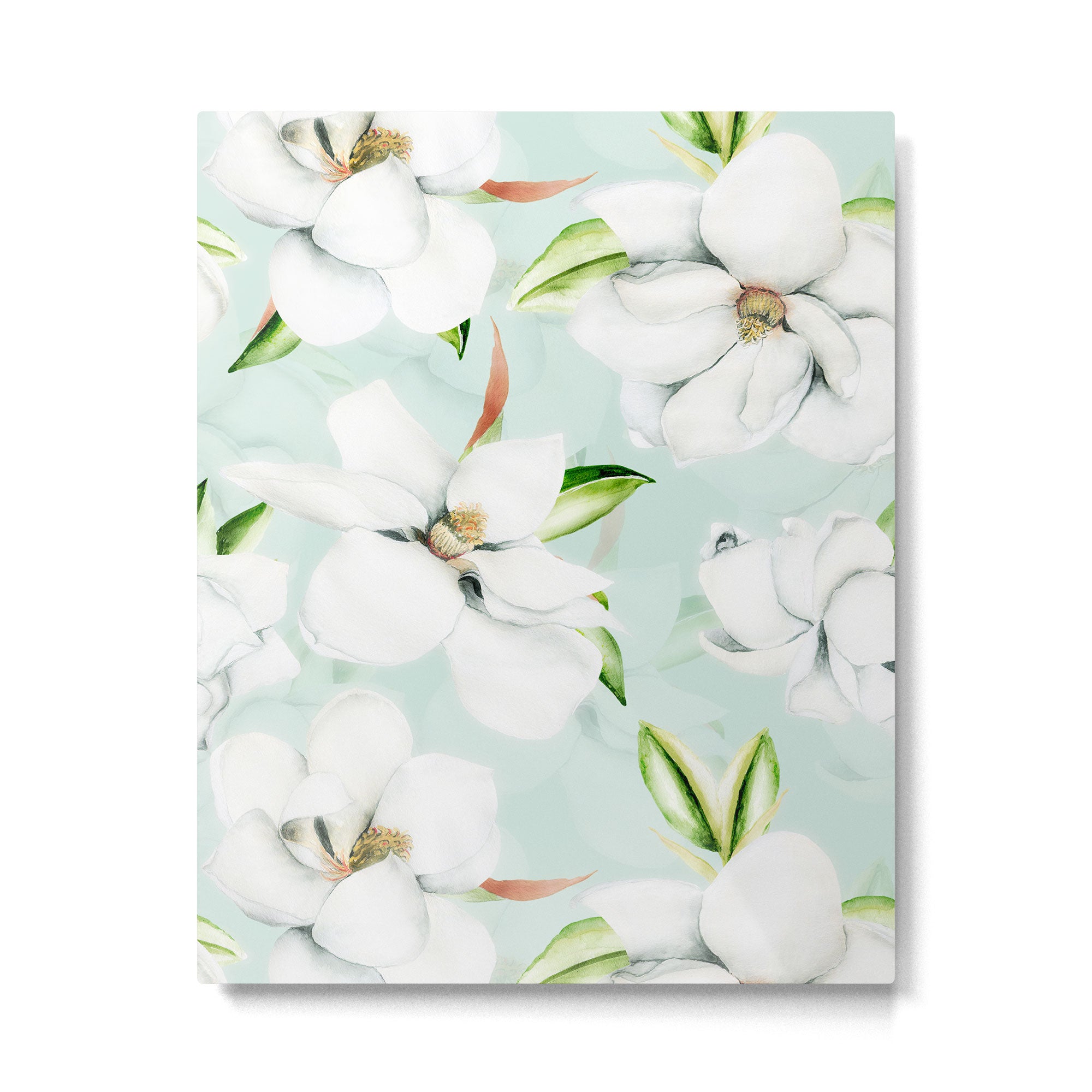 Hygge Magnolia Watercolor Pastel Flowers Metal Print Gallery Image 4