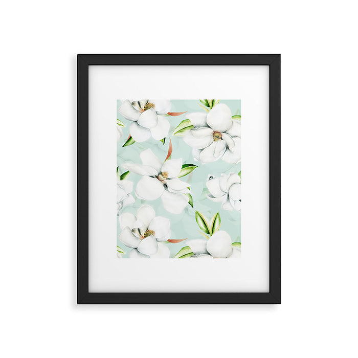 Hygge Magnolia Watercolor Pastel Flowers Framed Art Print Gallery Image 1