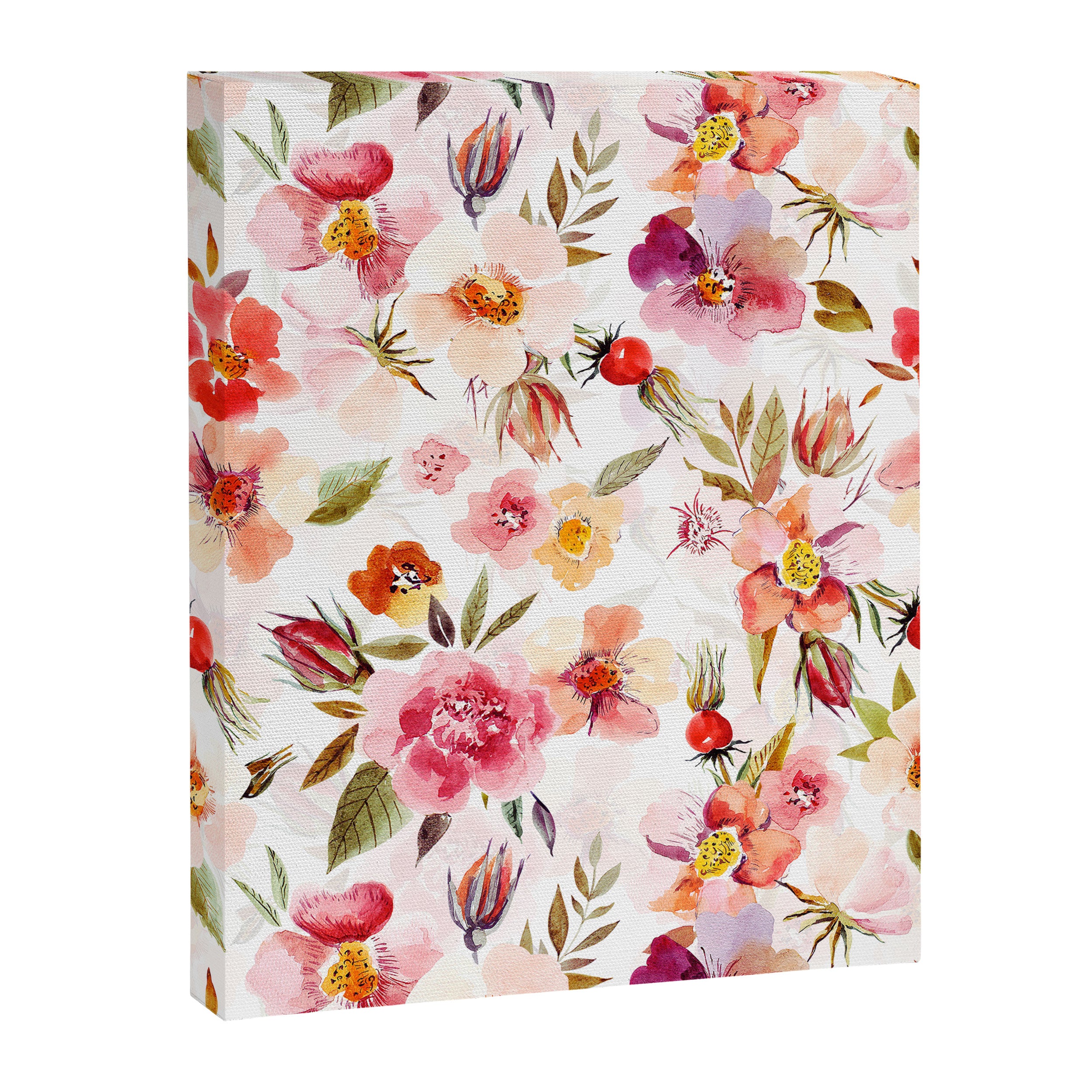 Hygge Watercolor Midsummer Dogroses Pattern  Canvas Print Gallery Image 8