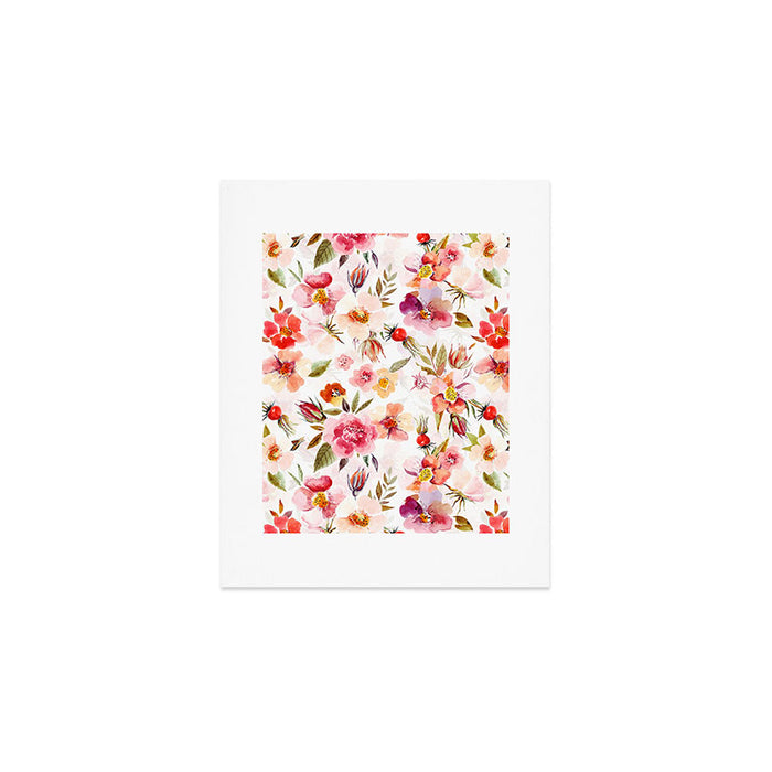 Hygge Watercolor Midsummer Dogroses Pattern  Art Print Gallery Image 1