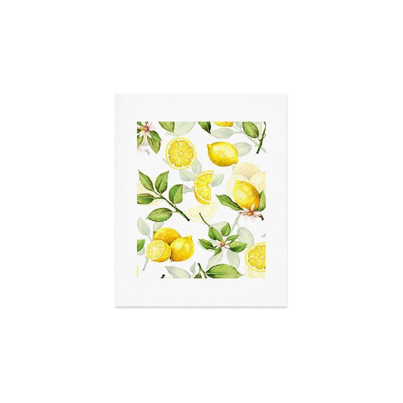 mediterranean summer lemon branches on white Art Print Gallery Image 1
