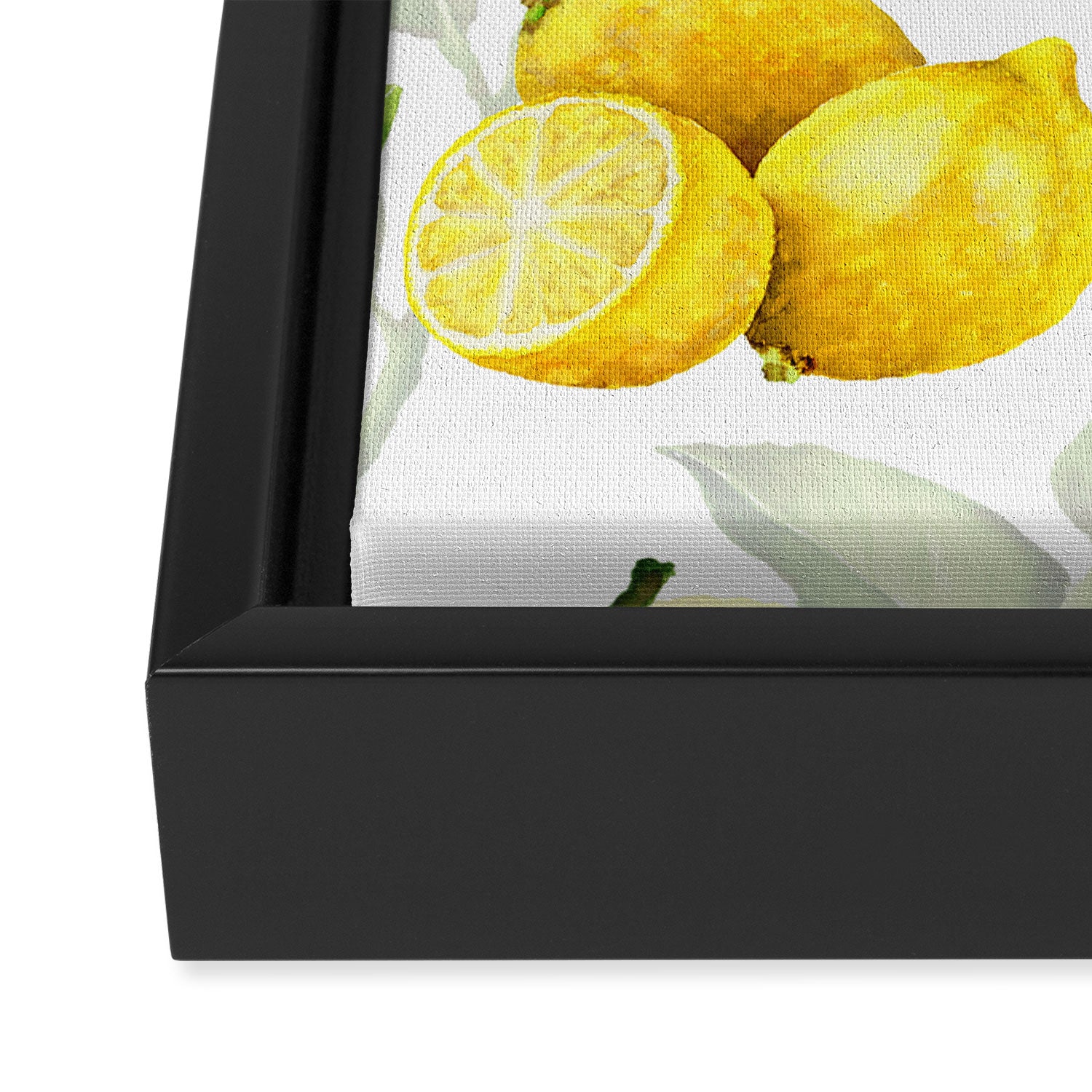 mediterranean summer lemon branches on white Framed Canvas Print Gallery Image 3