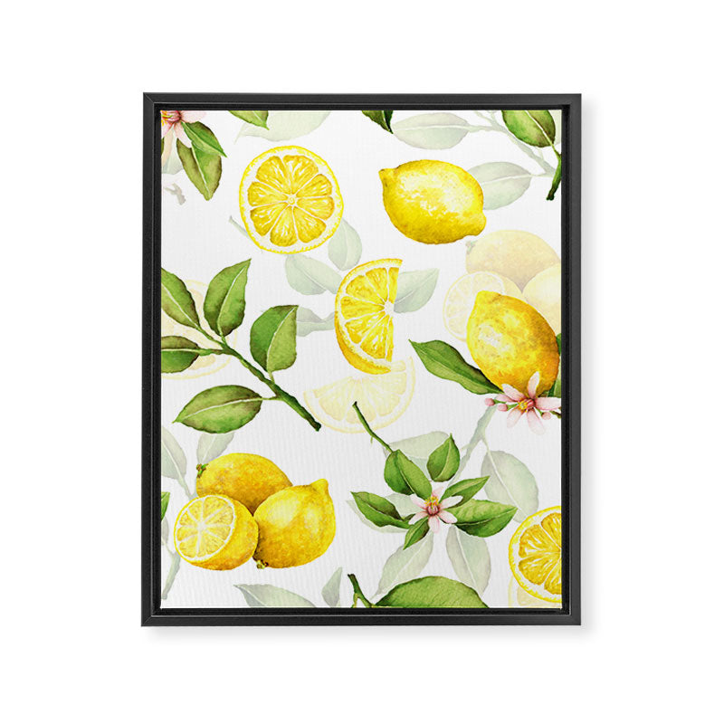 mediterranean summer lemon branches on white Framed Canvas Print Gallery Image 8