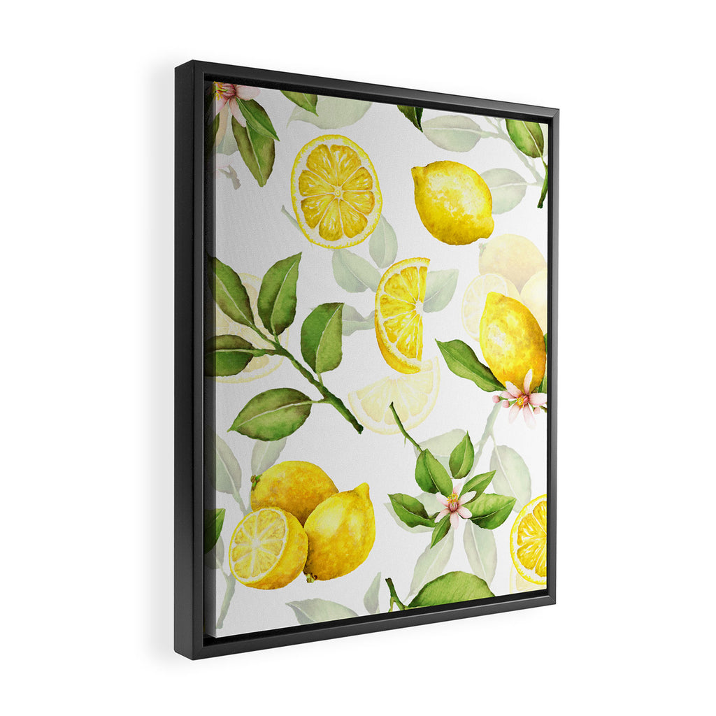 mediterranean summer lemon branches on white Framed Canvas Print Gallery Image 2