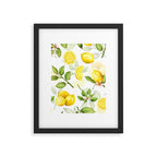 mediterranean summer lemon branches on white Framed Art Print Gallery Image 4
