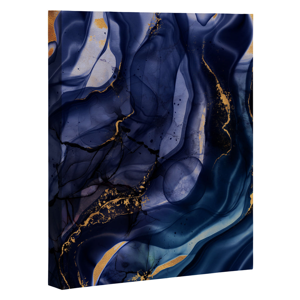 Midnight Dark Blue Marble Alcohol Ink Marble Art Flashes Canvas Print Gallery Image 3