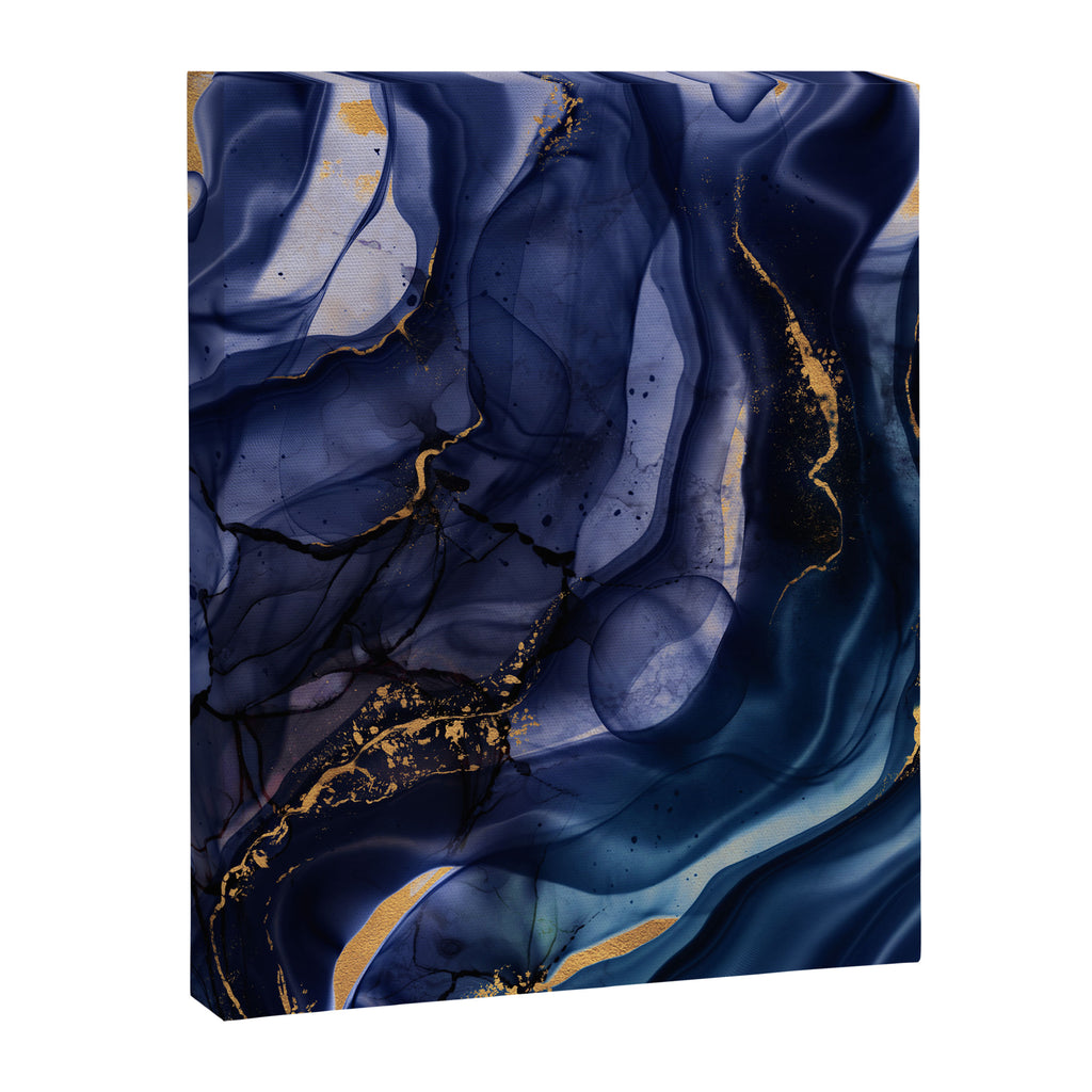 Midnight Dark Blue Marble Alcohol Ink Marble Art Flashes Canvas Print Gallery Image 8