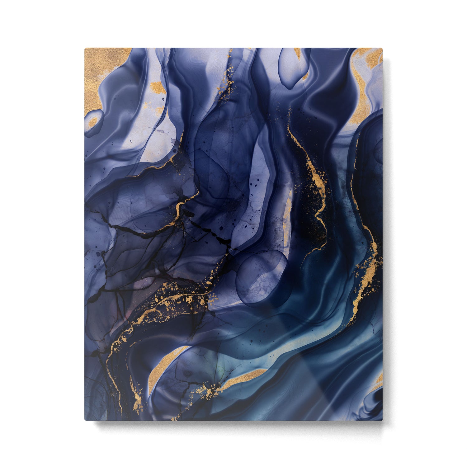 Midnight Dark Blue Marble Alcohol Ink Marble Art Flashes Metal Print Gallery Image 6