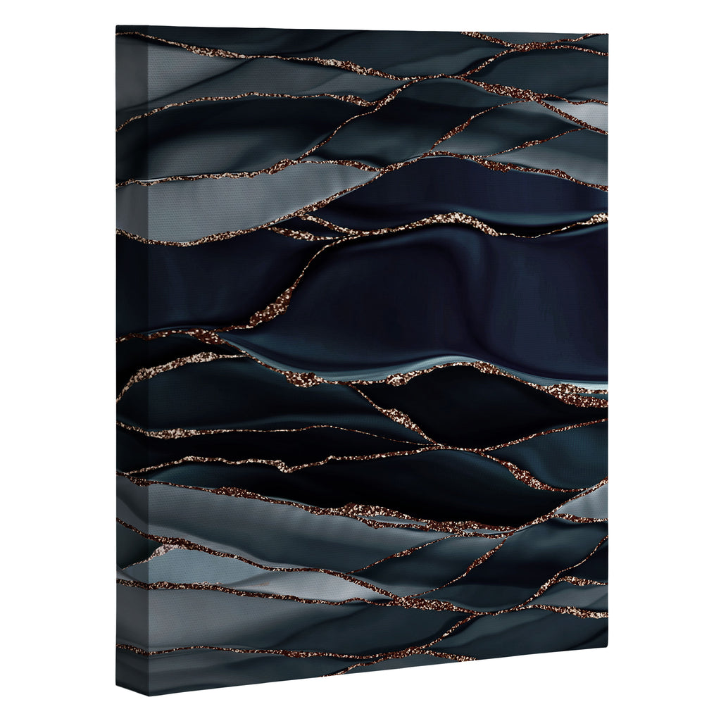 Midnight Marble Deep Ocean Waves Canvas Print Gallery Image 3