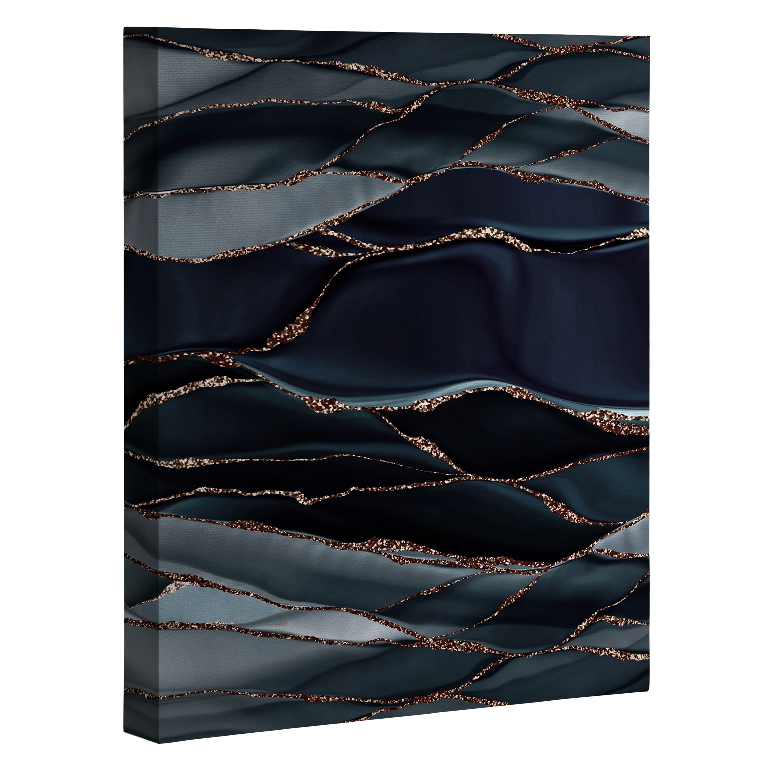 Midnight Marble Deep Ocean Waves Canvas Print Gallery Image 3