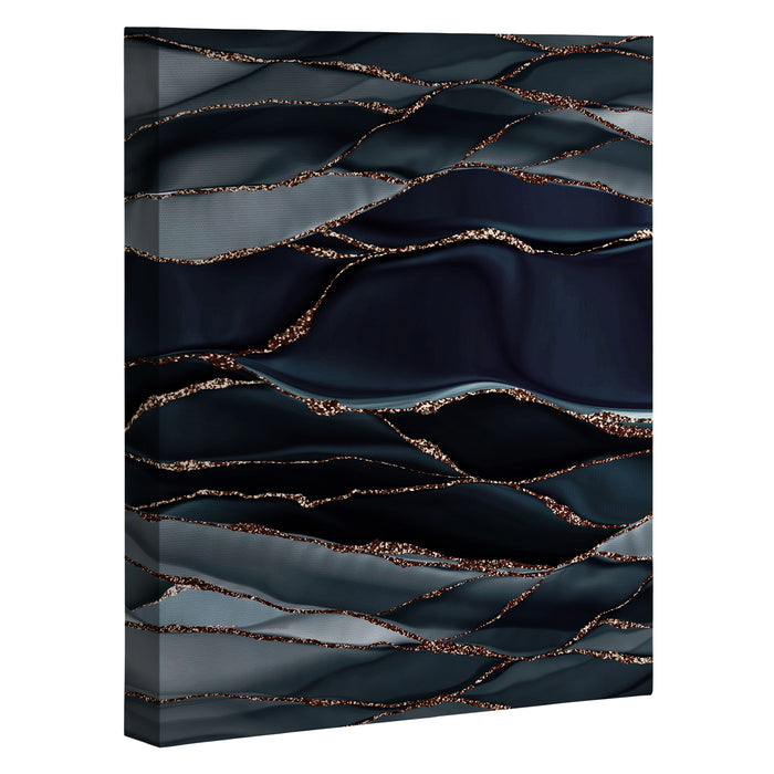 Midnight Marble Deep Ocean Waves Canvas Print Gallery Image 1