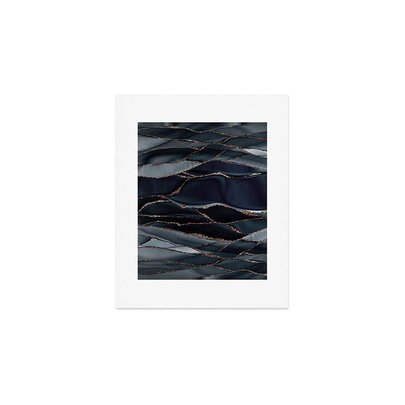 Midnight Marble Deep Ocean Waves Art Print Gallery Image 1