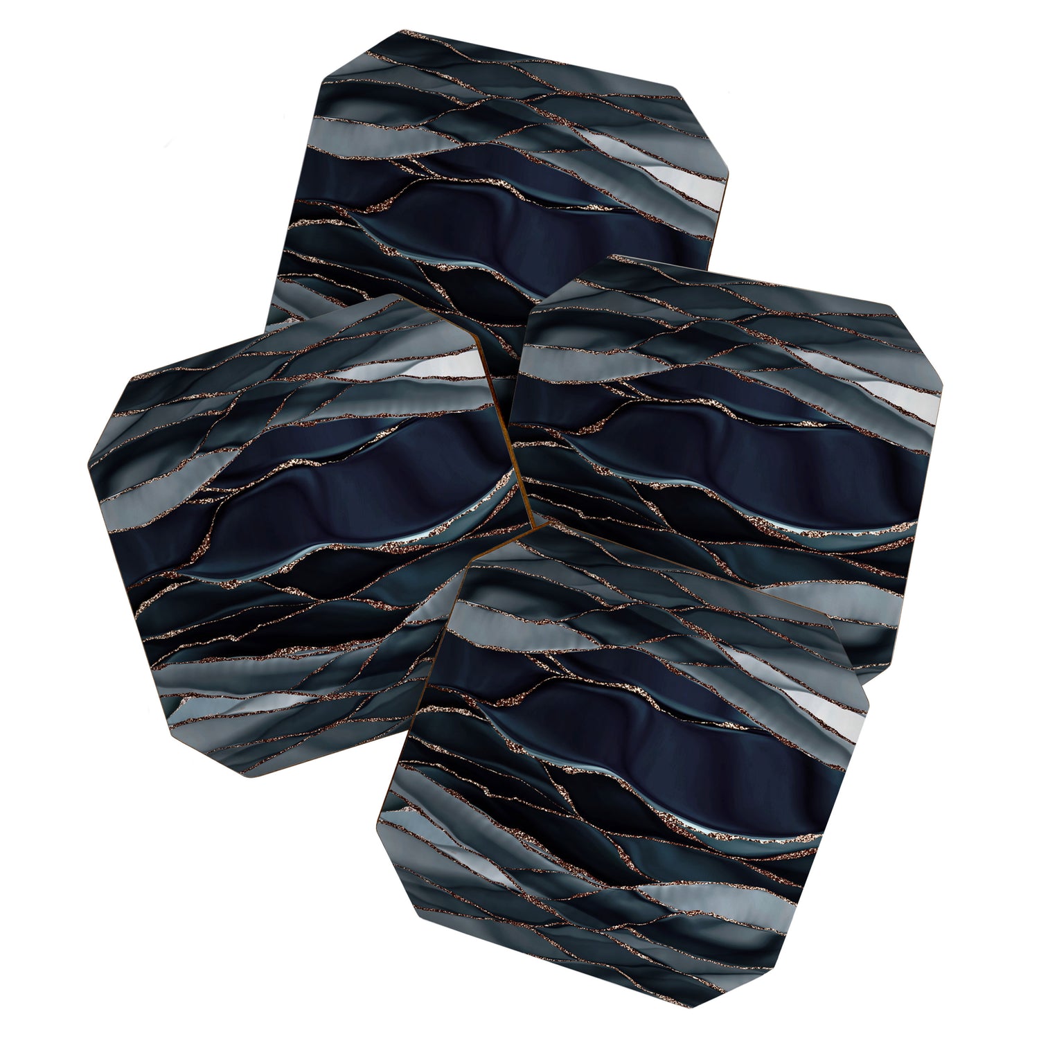 Midnight Marble Deep Ocean Waves Coaster Gallery Image 1