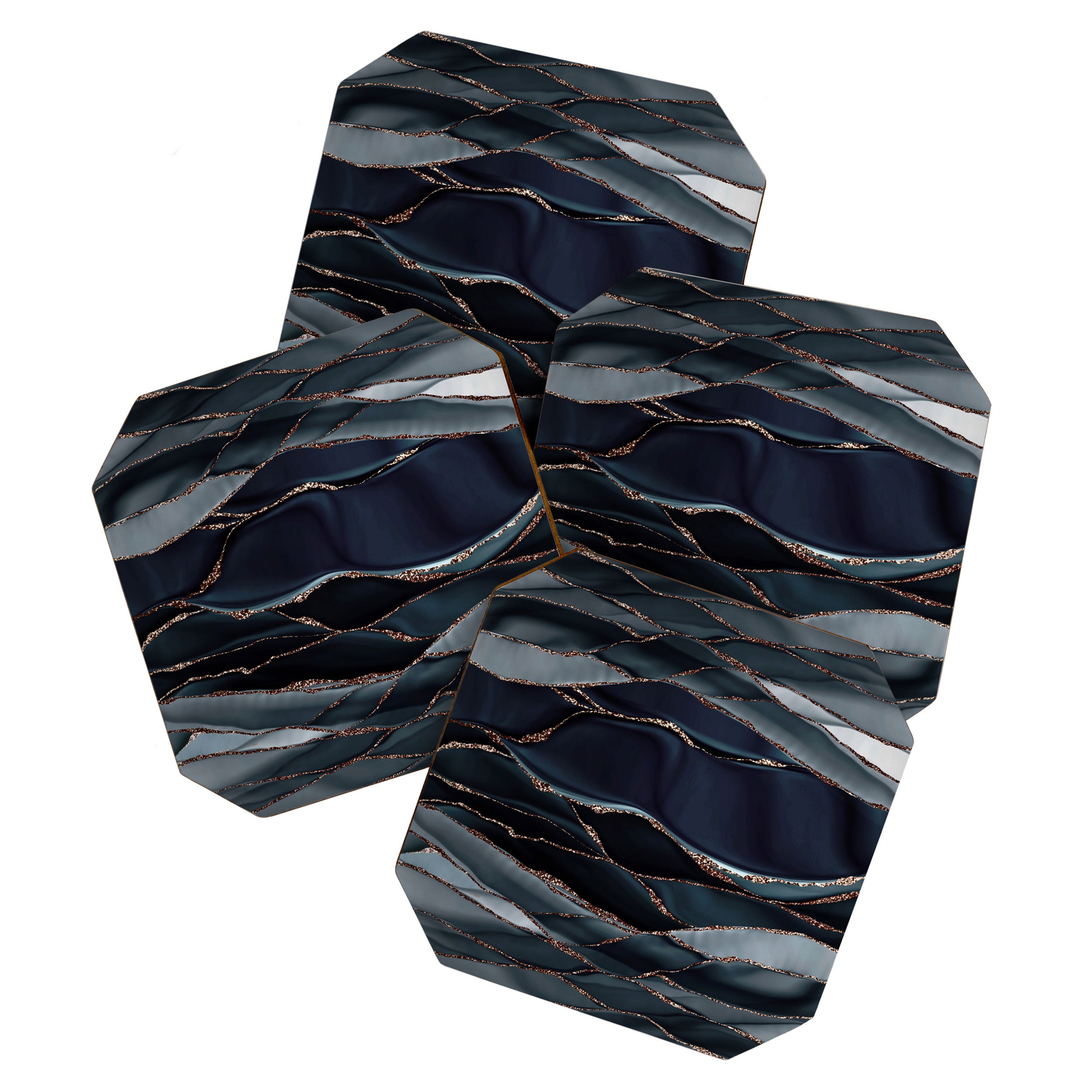 Midnight Marble Deep Ocean Waves Coaster Gallery Image 1