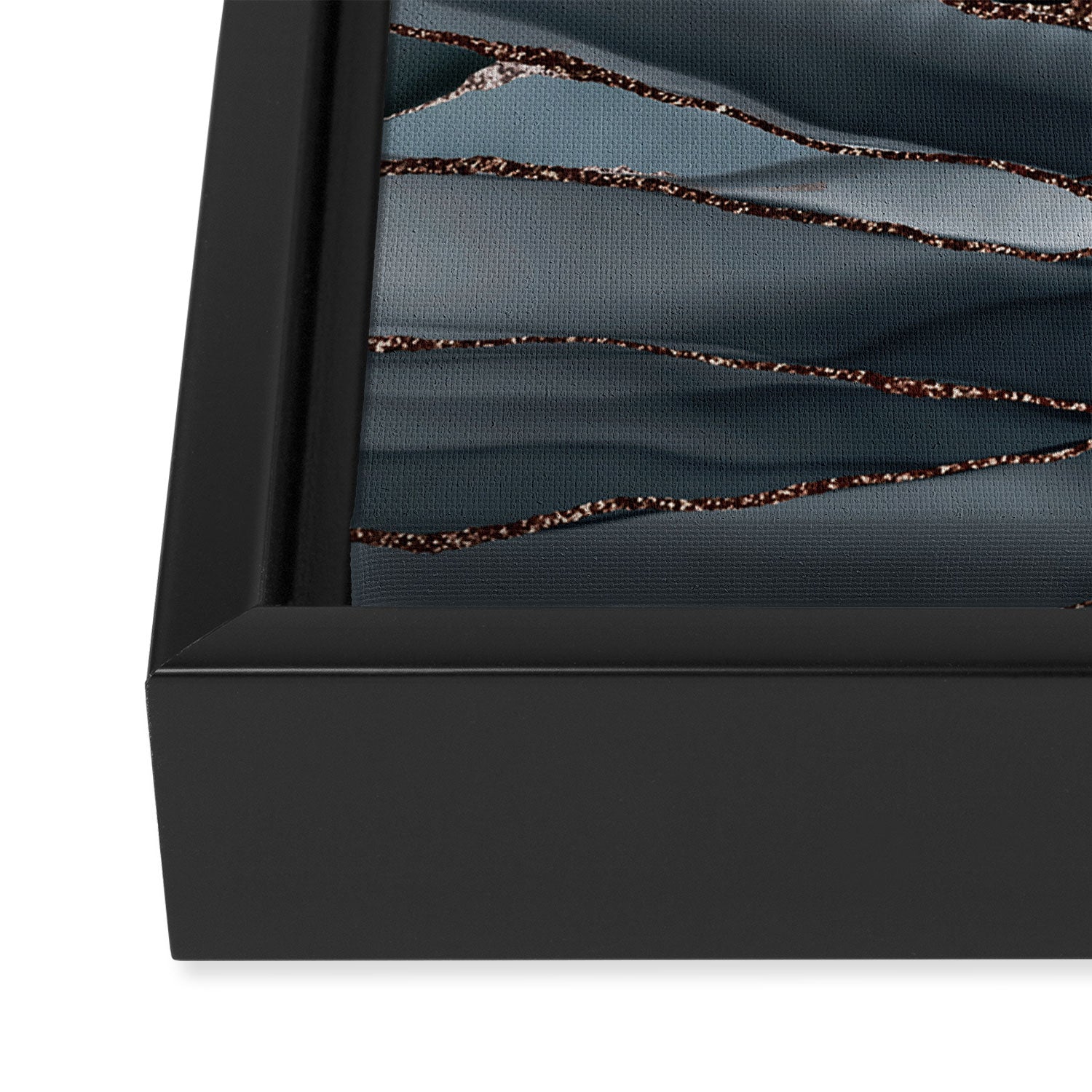 Midnight Marble Deep Ocean Waves Framed Canvas Print Gallery Image 3