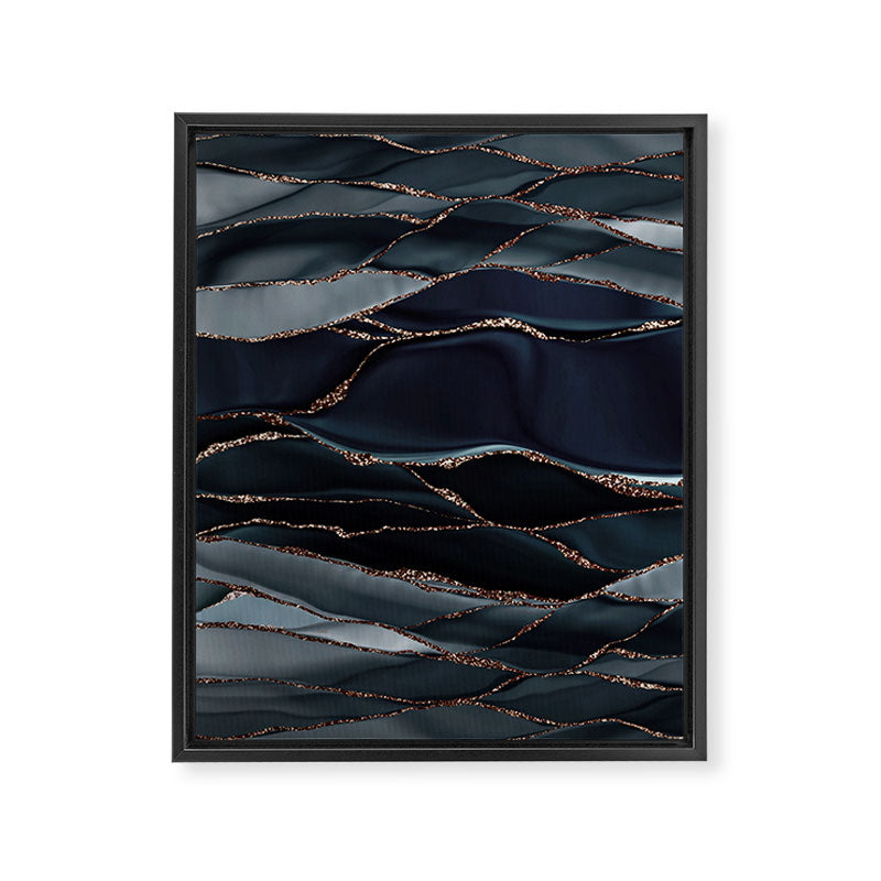 Midnight Marble Deep Ocean Waves Framed Canvas Print Gallery Image 8