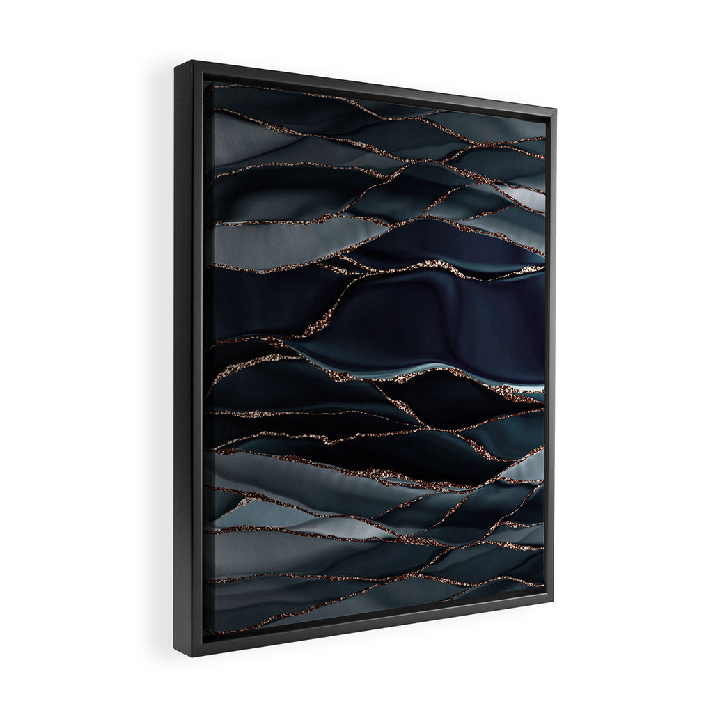 Midnight Marble Deep Ocean Waves Framed Canvas Print Gallery Image 2