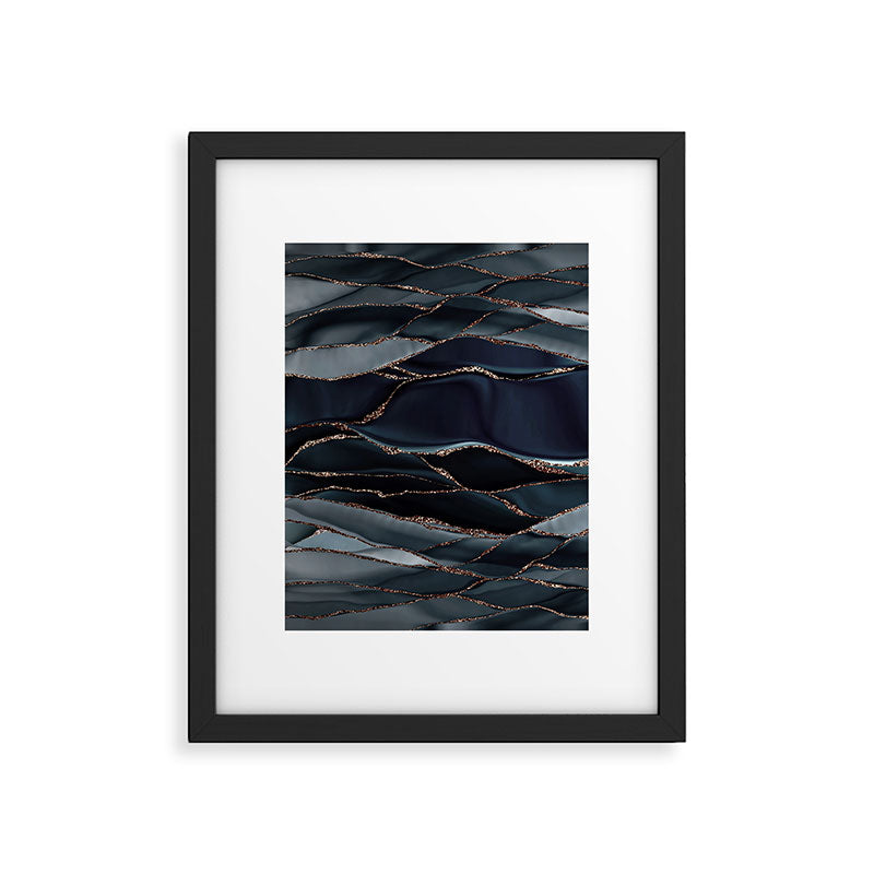 Midnight Marble Deep Ocean Waves Framed Art Print Gallery Image 6