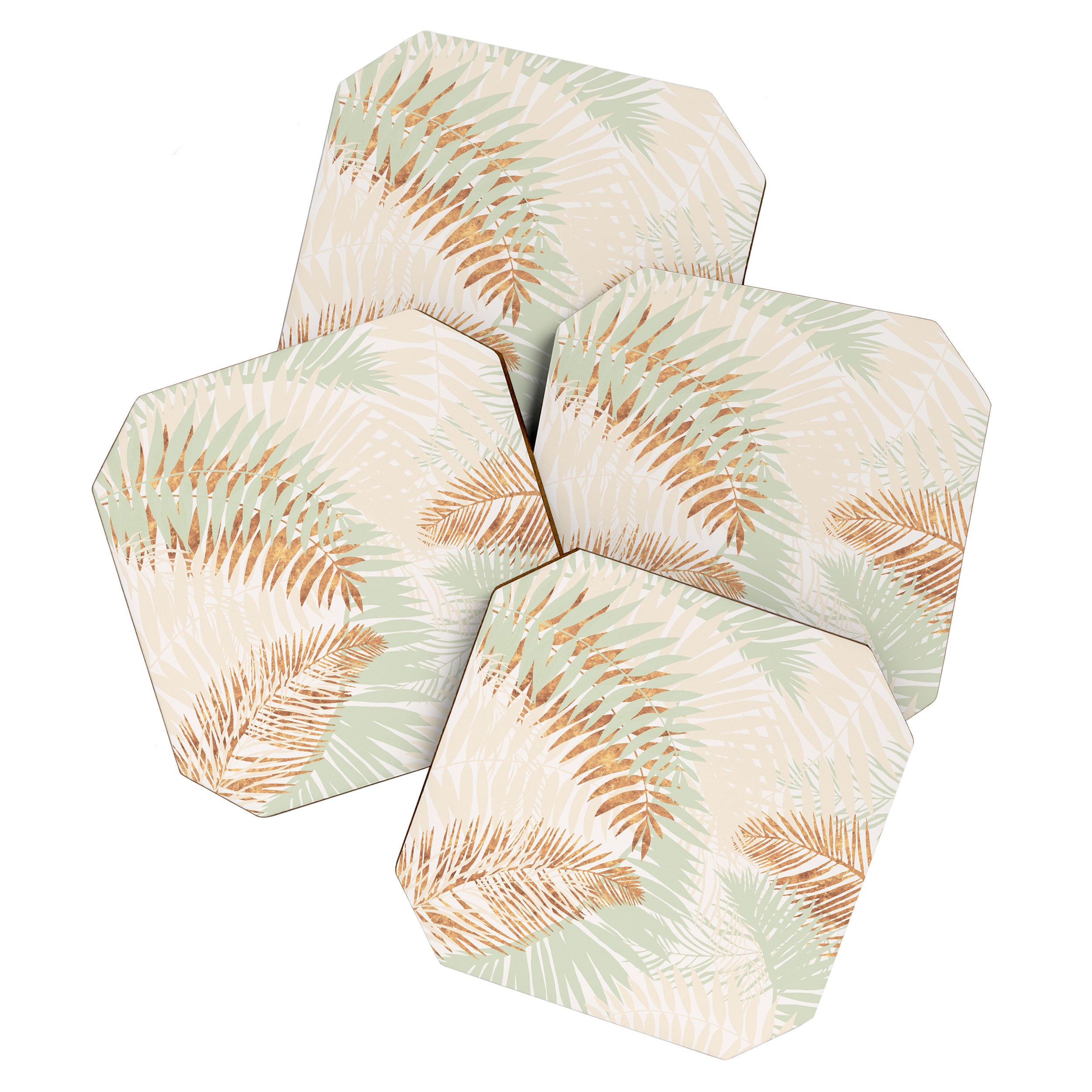 My blush and copper abstract Aloha Tropical Jungle Palm Garden Coaster Gallery Image 1