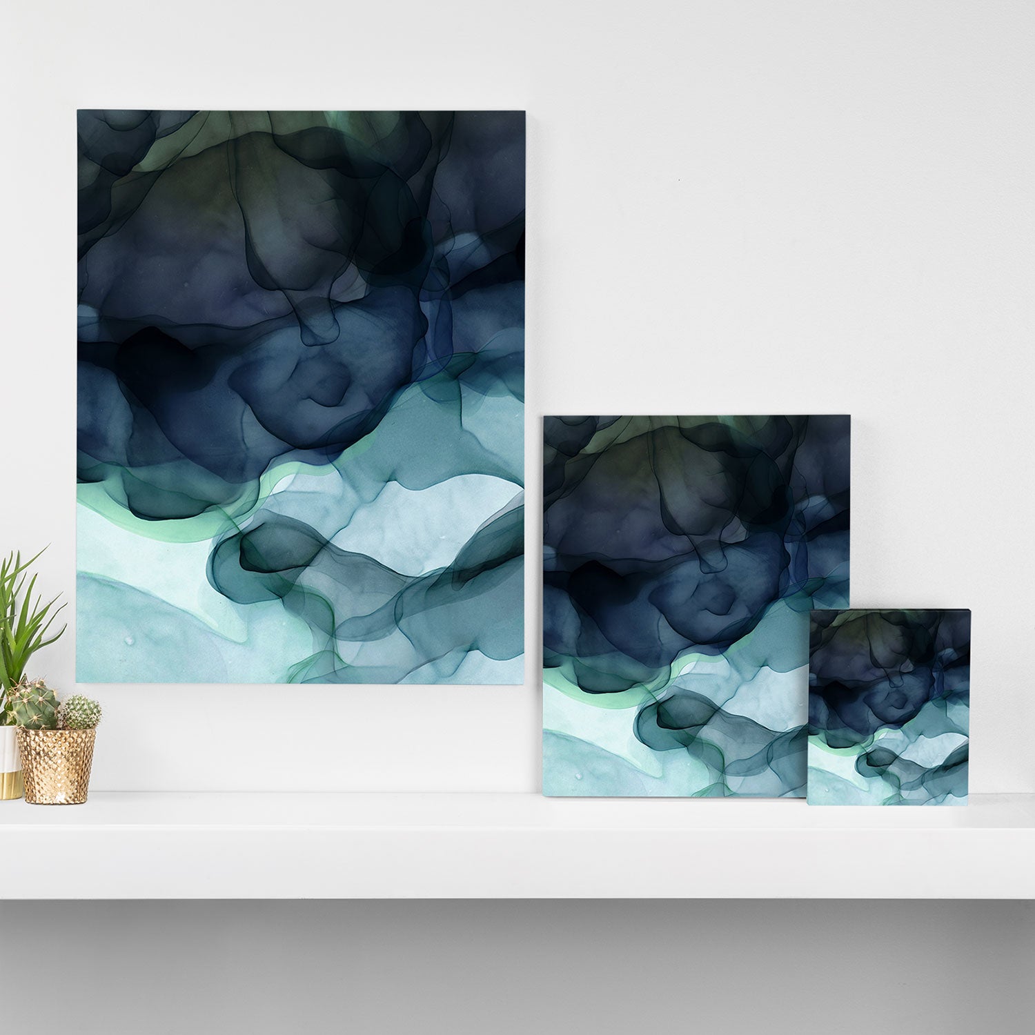 Night Blue Flowing Art Canvas Print Gallery Image 3
