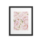 Pastel Blush Pink Spring Watercolor Peony Flowers Pattern Framed Art Print Gallery Image 6