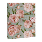 Peach Peonies Watercolor Pattern on Teal Sepia  Canvas Print Gallery Image 6