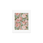 Peach Peonies Watercolor Pattern on Teal Sepia  Art Print Gallery Image 1