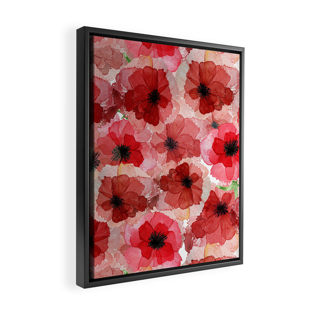 Pressed Poppy Blossom Pattern Framed Canvas Print Gallery Image 2