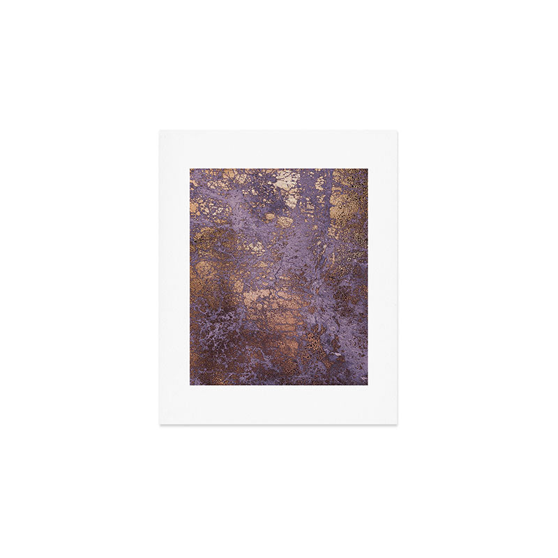 Purple and Copper Glamour Ink  Marble Texture Art Print Gallery Image 1