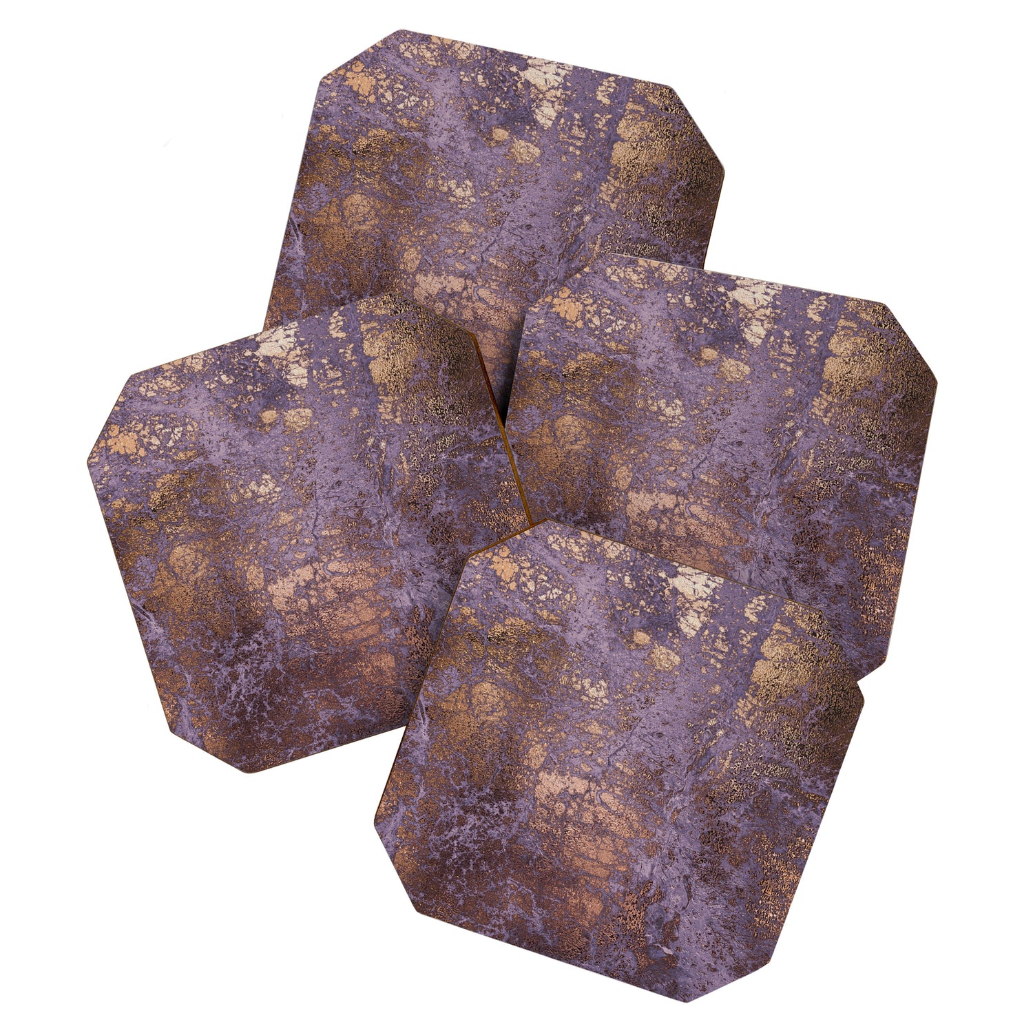 Purple and Copper Glamour Ink  Marble Texture Coaster Gallery Image 1