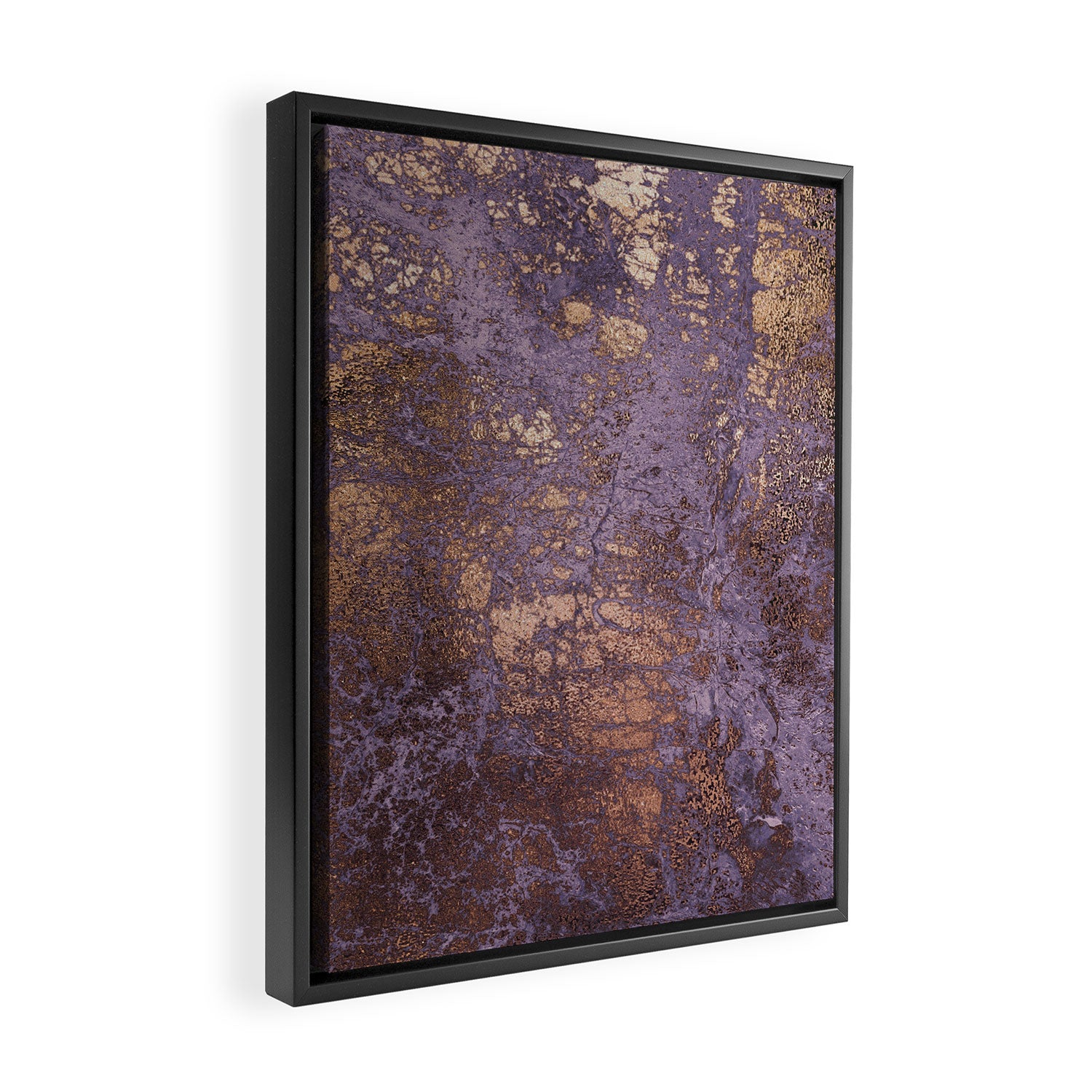 Purple and Copper Glamour Ink  Marble Texture Framed Canvas Print Gallery Image 2