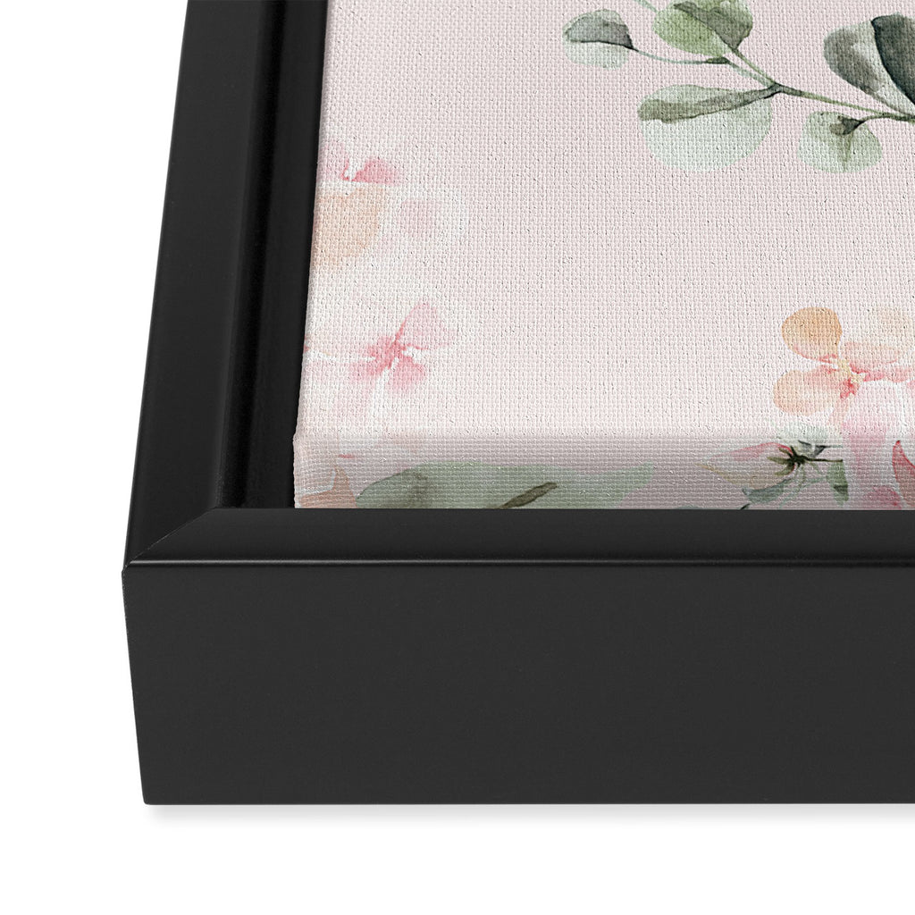 Rose Blush Watercolor Flower Pattern Framed Canvas Print Gallery Image 3