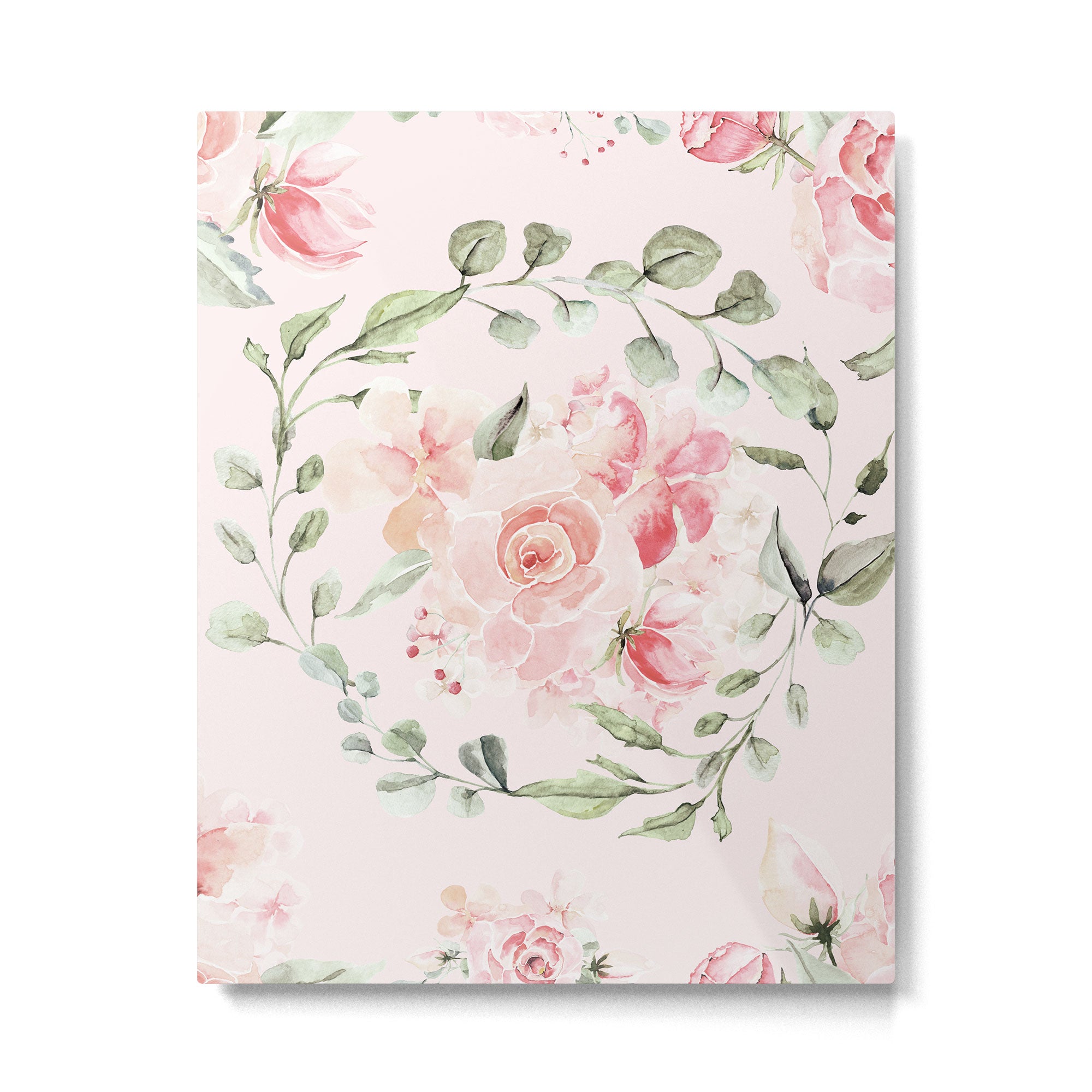Rose Blush Watercolor Flower Pattern Metal Print Gallery Image 6
